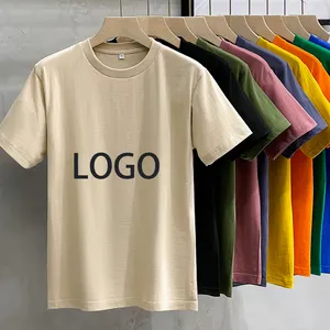 Camisetas de impressão de tela personalizada, logotipo ou design de padrão, respirável, de algodão de alta qualidade, plus size, unissex