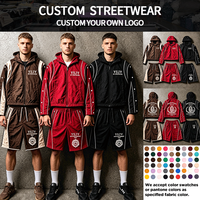 Setelan Windbreaker Yysy Bahan Nylon Tracksuit Streetwear Sporty Setelan Tracksuit Nylon Jaket Zip Celana Pendek Kontras Piping Setelan Pendek Pria