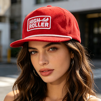 Casquette de baseball en velours côtelé de haute qualité, personnalisable, 5 panneaux, réglable, pour le sport et l'extérieur, avec logo brodé 3D, style urbain