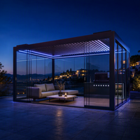 Pergola bioclimatique motorisée en aluminium à lames orientables, étanche et résistante à la neige, écologique pour jardin, patio et gazebo