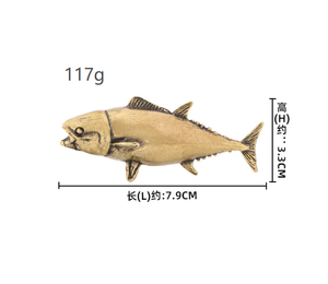 Adornos de latón retro Atún de aguas profundas Artesanía de latón Colección de peces de simulación - Product Image 2