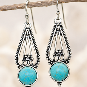 Orecchini Vintage a Goccia con Motivi Floreali Blu-Verde, Gioielli Eleganti da Donna - Product Image 4