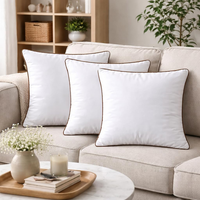 Coussin carré moderne uni avec passepoil contrastant, garnitures en coton 233TC pour lit, canapé, cou, vente en gros OEM