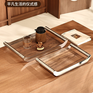 Plateaux de service nordiques de luxe, assiettes à fruits, gâteaux, dîner, thé, sushi, en métal, acier inoxydable, décoratifs pour la maison, plateaux de rangement en <span class=keywords><strong>bois</strong></span> - Product Image 2