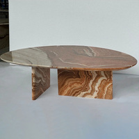 Vintage-Stil Handgefertigter Persischer Achat-Marmor Couchtisch in Ei-Form für Luxuriöse Wohnzimmer und Hotellobby