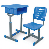Ensemble de mobilier scolaire moderne et élégant pour campus, avec bureau ergonomique en plastique ABS réglable en hauteur et chaise avec tiroir