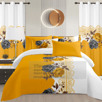 Parure de lit personnalisée 8 pièces imprimée florale avec drap-housse à poches profondes de 14 pouces, drap plat, taies d'oreiller et rideaux – Draps de lit en gros