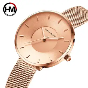 Relógios de mão hannah martin 1052, relógios femininos de marca famosa, relógios de quartzo, mulheres simples e elegantes para meninas