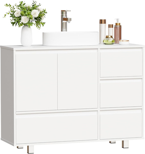 <span class=keywords><strong>Mueble</strong></span> <span class=keywords><strong>de</strong></span> <span class=keywords><strong>Baño</strong></span> con Lavabo y Espejo LED, Diseño Moderno, Color Blanco, Montado en el Suelo - Product Image 2