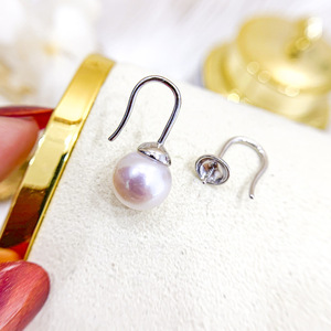 Base de Plata S925 para Accesorios de Perlas DIY, Soporte Vacío para Joyería de Moda, Pendientes Redondos de 7-10 mm, 20994 - Product Image 2