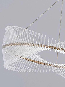 Eleganter, Endlos Schleifender, Hochtransparenter Acryl-Kronleuchter mit LED-Goldakzenten für Luxus-Wohnungen und Hotelprojekte - Product Image 6