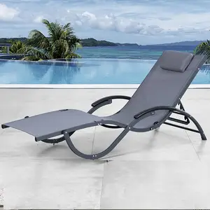 Kursi Malas Modern Sofa Luar Ruangan Pantai Rotan Kolam Berjemur Menggantung Kursi Santai Kursi Tidur Kursi Memancing Hdpe, Logam
