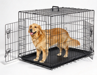 Cage pliable robuste pour chien en métal, cage portable pour animaux de compagnie avec plateau en plastique et poignée supérieure pour la maison et les voyages