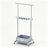 Support de rangement mobile sur pied en acier inoxydable pour balais et serpillères, avec roulettes pour garage et école