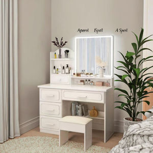 Table à coiffer moderne européenne simple à hauteur réglable avec <span class=keywords><strong>miroir</strong></span>, panneau en MDF en <span class=keywords><strong>fer</strong></span> <span class=keywords><strong>forgé</strong></span> pour chambre à coucher, application Baobei - Product Image 6