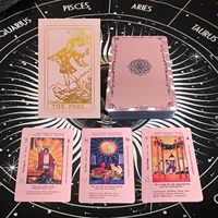 ZS Fantasy - Baraja de Cartas del Tarot Educativas de Arte Moderno, con Estampado en Oro Rosa, Acabado Brillante, Esquinas Cuadradas, Lectura Espiritual