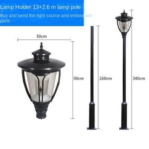 Farola de Jardín Exterior de Hierro de 2.6M con Lámpara LED y Pantalla de Cristal, IP66, AC 220V, Montaje Semiempotrado No Desmontable, Alimentación Solar con Sensor de Movimiento - Product Image 4