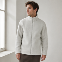 Veste technique en polaire pour homme, col roulé, fermeture éclair intégrale, couleur unie, décontractée, hiver, imperméable, écologique, personnalisable avec étiquette privée sur le devant