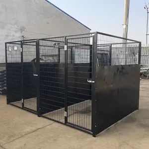 Atacado Pó Preto Revestido Indoor / Outdoor Fio Soldado Dog Run Kennel Painéis e Portões