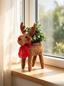 Vente en gros <span class=keywords><strong>de</strong></span> pots <span class=keywords><strong>de</strong></span> fleurs en rotin sculptés à la main, style américain, en forme <span class=keywords><strong>de</strong></span> renne debout avec écharpe, pour <span class=keywords><strong>Noël</strong></span>, intérieur, extérieur, maison, jardin - Product Image 3