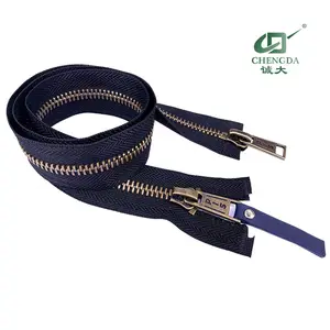 manufacture metal zipper 2-way open end slider with cord puller for bags garments