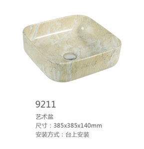 Lavabo Moderno de Lujo en Oferta, Forma Cuadrada, Patrón de Mármol Cerámico, para <span class=keywords><strong>Encimera</strong></span> - Product Image 4