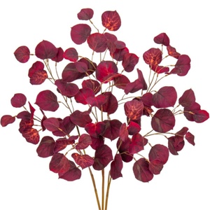 Искусственные осенние ветки листьев осины осенние длинные стебли листвы растения темно-красный спрей для вазы стол домашний коттедж украшение - Product Image 1