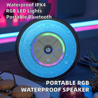 Enceinte sans fil étanche IPX4 V5.1 avec ventouse, lumière RGB colorée, son stéréo, boombox portable avec micro intégré et bouton
