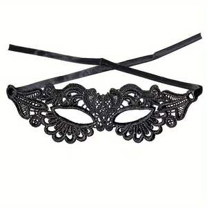 Masque de style dentelle, demi-visage, noir, pour homme adulte, pour Halloween, Noël, fêtes costumées, accessoires de fête - Product Image 5