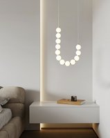 Lustre Perlé avec Cercles en Acrylique, Design Collier de Perles, Luminaire Suspendu pour Salon, Hôtel, Décoration Intérieure