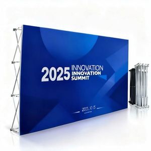 Stand d'exposition pliable 3x3 avec écran personnalisable par sublimation, cadre en aluminium, tissu tendu - Réutilisable et léger - Product Image 2