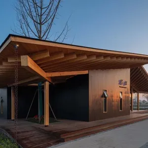 Villa de acero ligera prefabricada, estructura de madera de lujo y diseño moderno