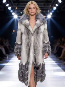 Manteau en fourrure de vison sur mesure, entièrement brodé au point de croix, avec motifs en <span class=keywords><strong>renard</strong></span> <span class=keywords><strong>argenté</strong></span> et plumes de paon, vente en gros - Product Image 3