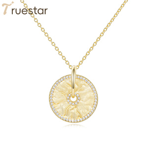 Collier Soleil pour Femme en Argent Sterling 925 avec Pendentif Monnaie Soleil Moissanite Brossé, Forme Ronde, Bijou Raffiné, Cadeau Idéal pour <span class=keywords><strong>Elle</strong></span> - Product Image 1
