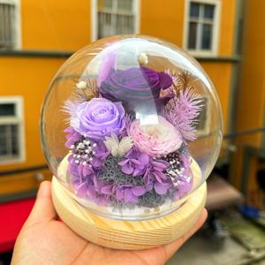 Vase rond artisanal <span class=keywords><strong>en</strong></span> <span class=keywords><strong>verre</strong></span> <span class=keywords><strong>soufflé</strong></span> avec base <span class=keywords><strong>en</strong></span> bois pour arrangements floraux et décorations <span class=keywords><strong>de</strong></span> mariage et <span class=keywords><strong>de</strong></span> maison - Product Image 2