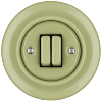 Interrupteurs muraux européens vintage électriques en porcelaine vert, encastrés, 2 gangs, 2 voies, avec MOQ élevé