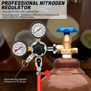 CGA580 Dual Gauge Nitrogen Regulator bir tong sistem dengan 0-100 PSI tekanan 5/16 "& 1/4" outlet untuk Draft bir, Homebrew - Product Image 5