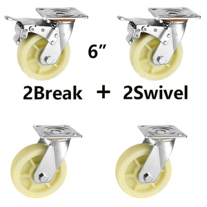 Rodízios Industriais de PP Branco Reforçado de 6 Polegadas com Bico de Lubrificação, Rodas de Rotação Suave e Livres de Manutenção para Equipamentos Pesados - Product Image 1