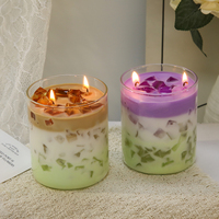 Bougie parfumée en cire de soja personnalisée, 8*10cm, pot en verre, forme de dessert, pour la maison, l'hôtel, le bureau, la décoration aromathérapeutique