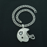 Casque de football des Raiders de Las Vegas (Europe et Amérique) en alliage de zinc, grand pendentif couronne et chaîne en bambou, cadeau unisexe