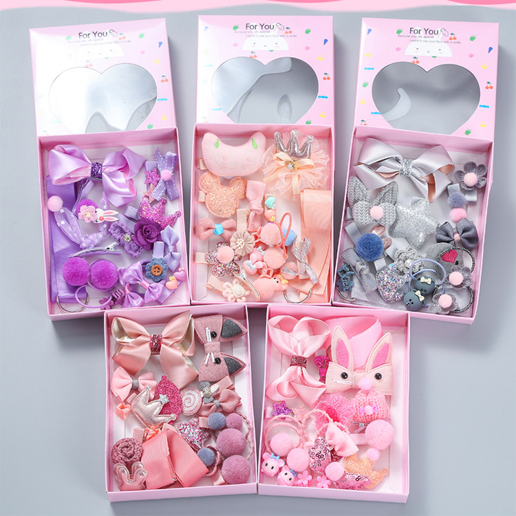 Haars pange Set Nettes Haar Zubehör Mädchen Cartoon Kopf bedeckung Bogen Blume Tier Haarnadel Haarring Kinder Zubehör