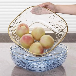 Bol à fruits au design moderne, élégant, avec bord doré, bol à <span class=keywords><strong>salade</strong></span> en PET pour collations sèches, bonbons, fruits, plat à nourriture, récipient alimentaire - Product Image 5