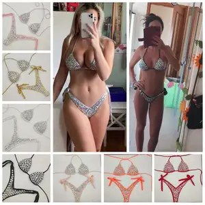 Los fabricantes de venta directa de Bikini traje de baño conjunto de diamantes de imitación abrigos