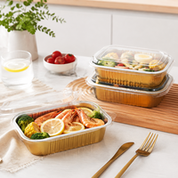 Plat de service rectangulaire en aluminium avec couvercle en PP pour potluck de quartier, plat à gratin partageable pour pâtes et pain de viande
