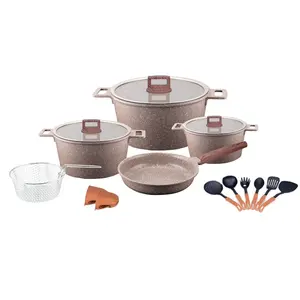 Cooklover fabrika OEM ticari tam Set beyaz granit yapışmaz TENCERE SETİ