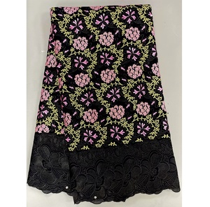 Tela de encaje de algodón africano de alta calidad con diamantes de imitación, venta al por mayor, encaje de gasa suizo para mujeres, vestidos de novia, costura - Product Image 3