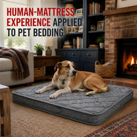 Matelas orthopédique pour chien, fabriqué en usine, gris matelassé, lit structuré pour animaux de compagnie avec housse imperméable pour la fourniture aux marques