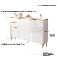 Console multifonctionnelle moderne en bois blanc, écologique et durable, avec tiroirs de rangement, facile à assembler pour cuisine et salle à manger