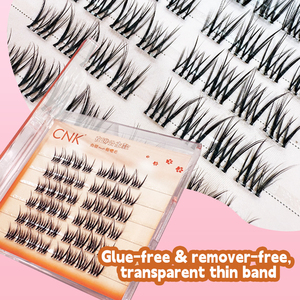 Yiernuo Cils synthétiques naturels pour extensions de cils en grappe DIY Volume Russe Bande transparente Cils pré-collés à presser - Product Image 6