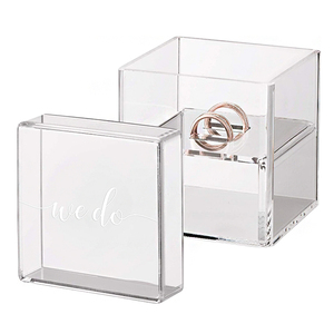 Custom Engraved Names Acrylic Ring Box For EngagementBo Fashion Clear Acrylic Wedding Ring Box